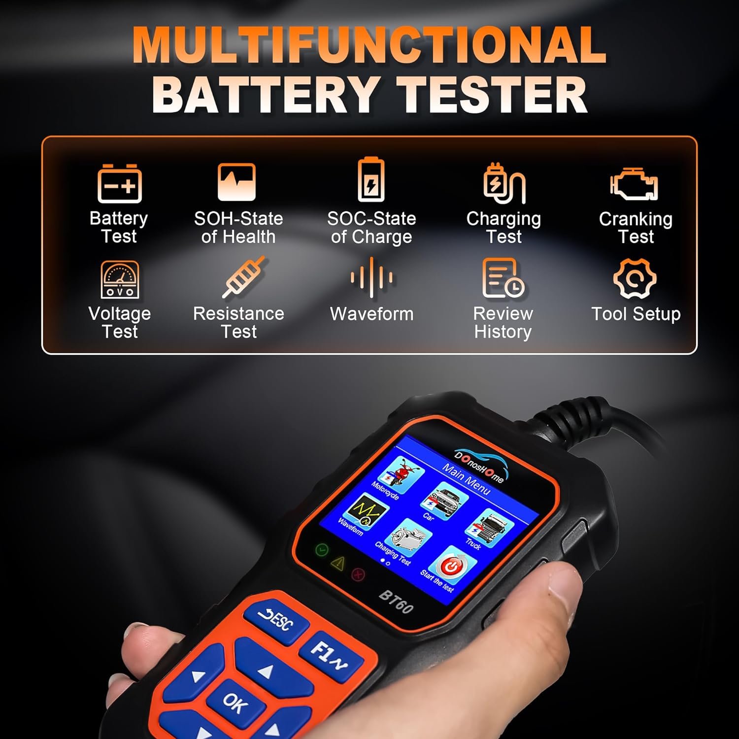 Universal 8V 12v 24v car Battery Tester super Capacity Lithium Load Internal Resistance 2-in-1 Cranking Analyzer 100-3000 CCA