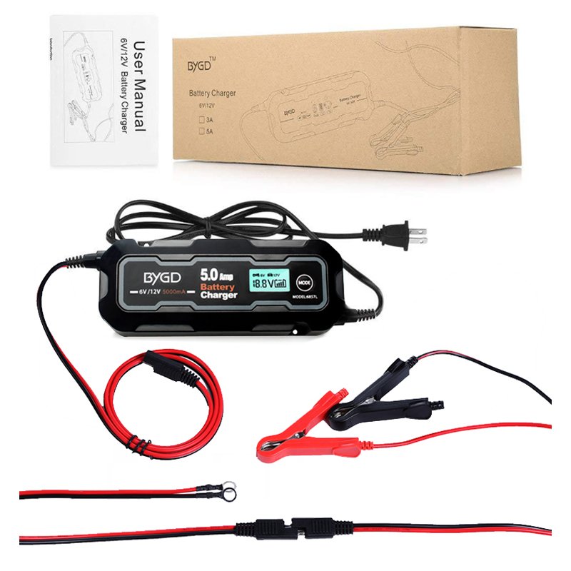 Battery Repair and Maintainer 5A Battery Charger with LCD Display 6V/12V Lead Acid Battery Charger High-power Car Charging