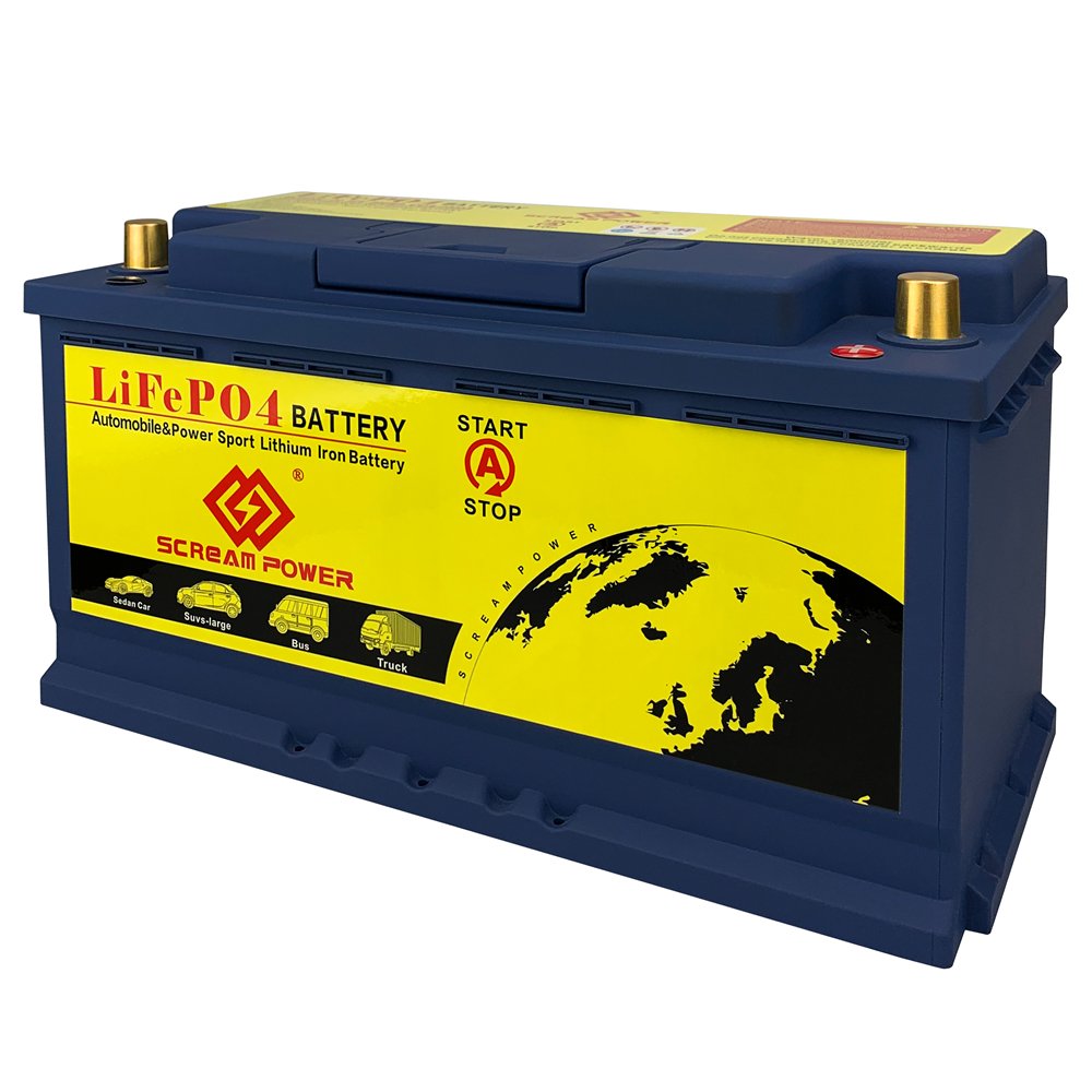 SCREAM POWER High Quality Lifepo4 Automobile Battery 100-20 12v 100ah Car Battery Car Auto Lifepo4 Starter Battery 1600cca