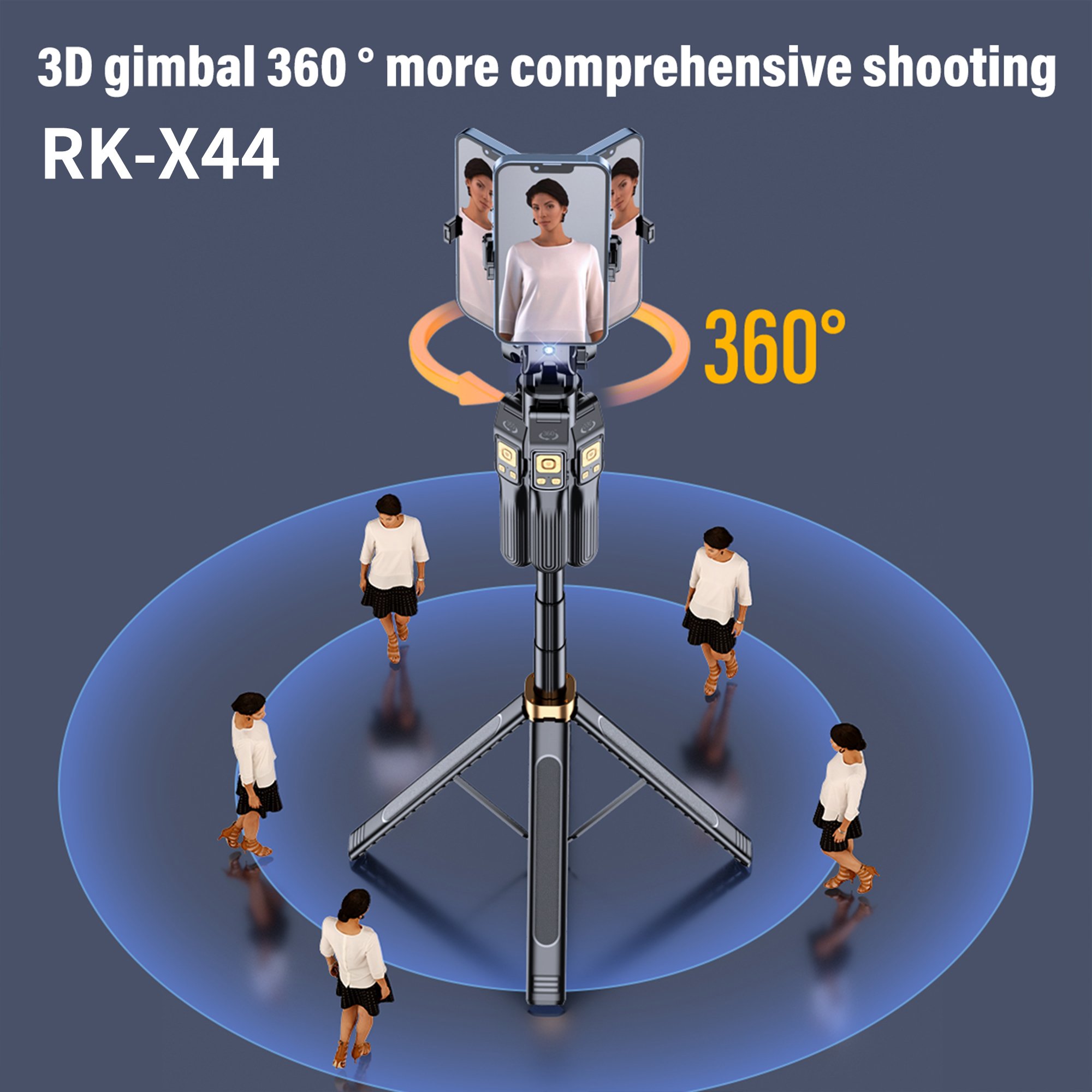 Original 360° Face Fill Light Selfie Stick, AI Face Tracking Rotation Function, 180CM Telescopic Height Gimbal CL11-P