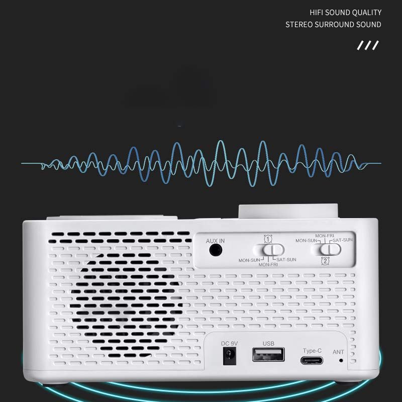 H7 Bedside Alarm Clock Radio with USB Charger, Blue-tooth Speaker, FM Radio,Wireless Charging & LED Display Auto Time Setting