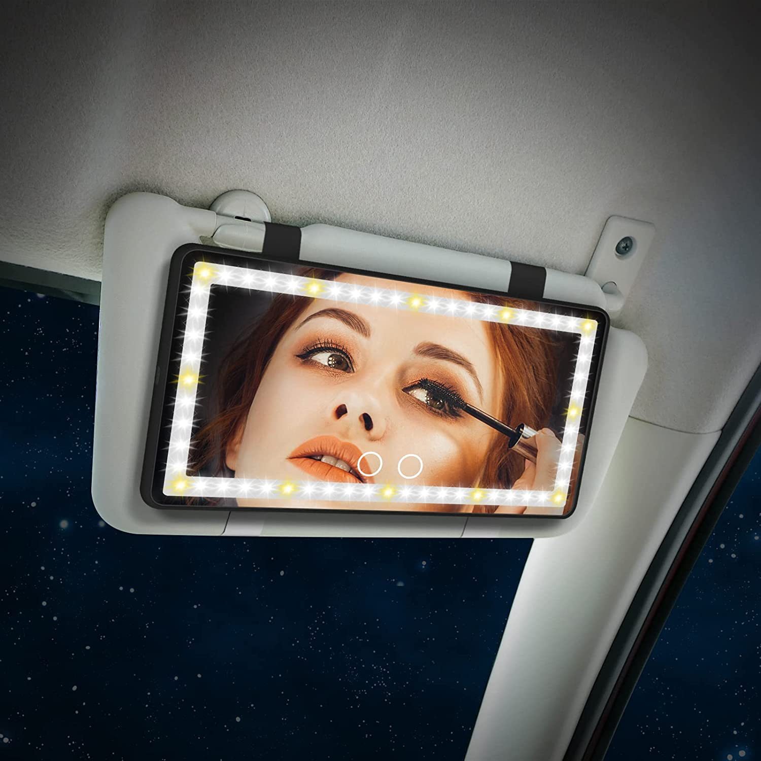 Car Visor Vanity Mirror With Lights With 3 Light Mode Dimmable,Touch Screen,rechargeable Battery Built-in