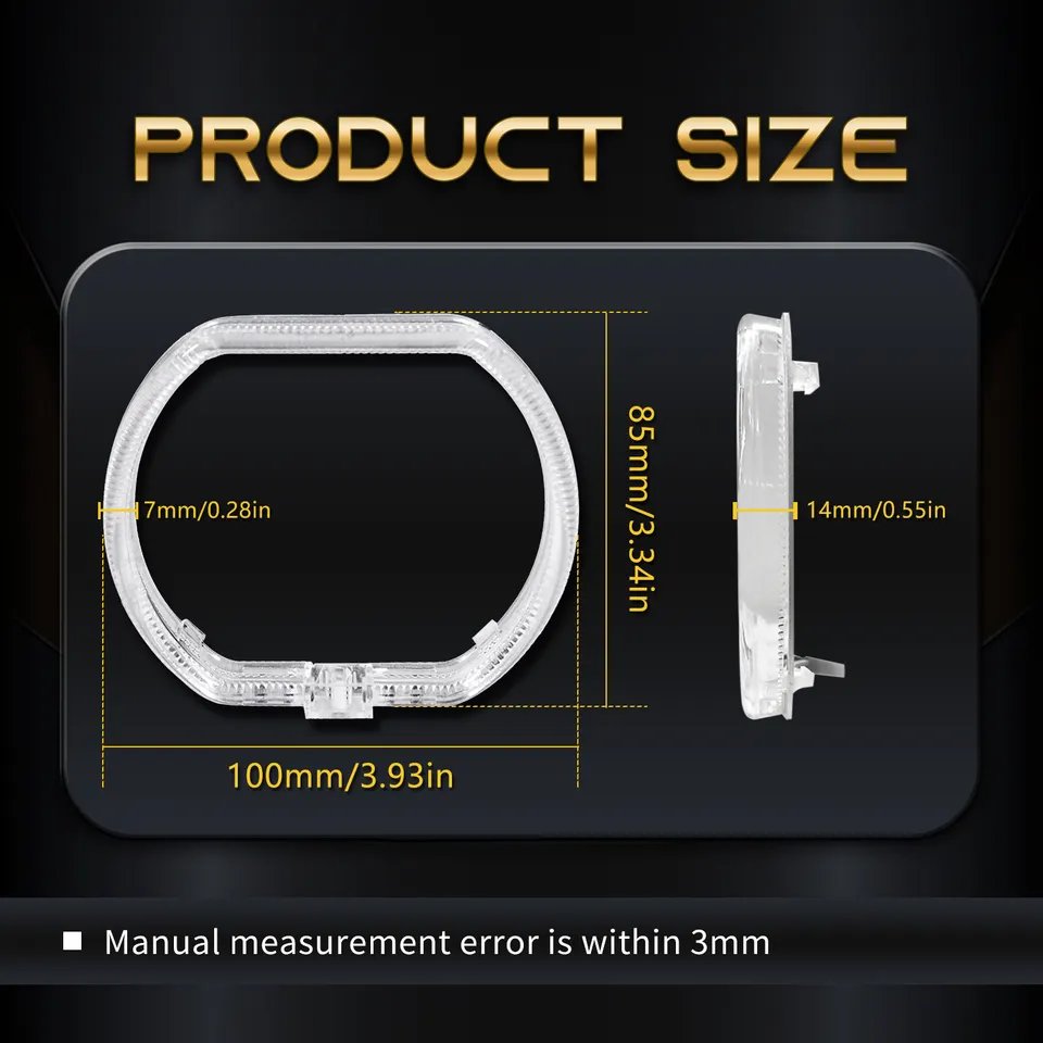 2.5 Inch Mini AE Projector Shrouds with Buckle LED Angel Eye Chrome Black Headlight Shroud Sets Compatible with Models