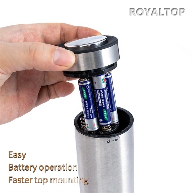 Kitchen Stainless Steel Electric Salt and Pepper Grinder Battery Operated One-hand Automatic Salt Shaker Black Pepper Mill Set