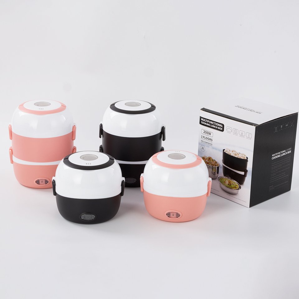Double Layer Warm Container Portable Food Storage Electric Heater Lunch Box Stainless Steel Custom Label Heated Lunch Box