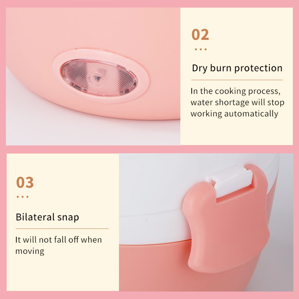 Double Layer Warm Container Portable Food Storage Electric Heater Lunch Box Stainless Steel Custom Label Heated Lunch Box