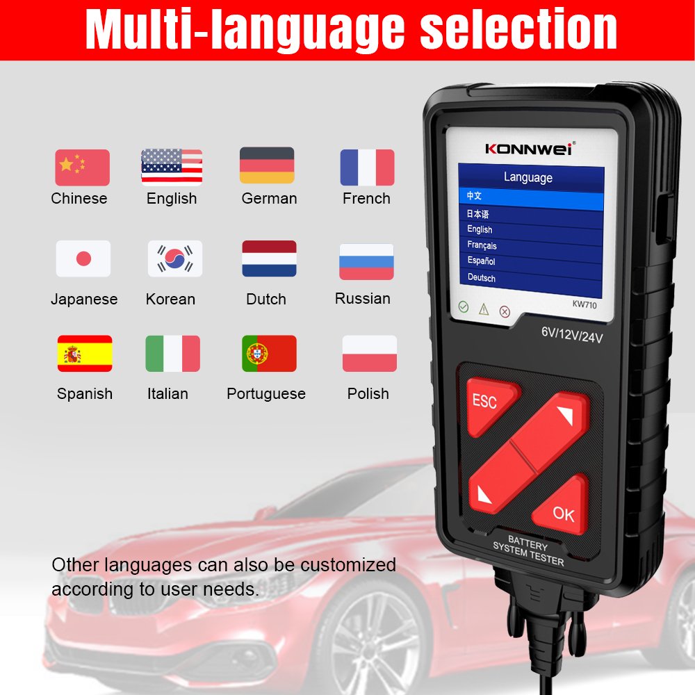 6V 12V 24V Car Battery Testing Equipment Konwei Kw710 Load Tester Auto Battery Analyzer