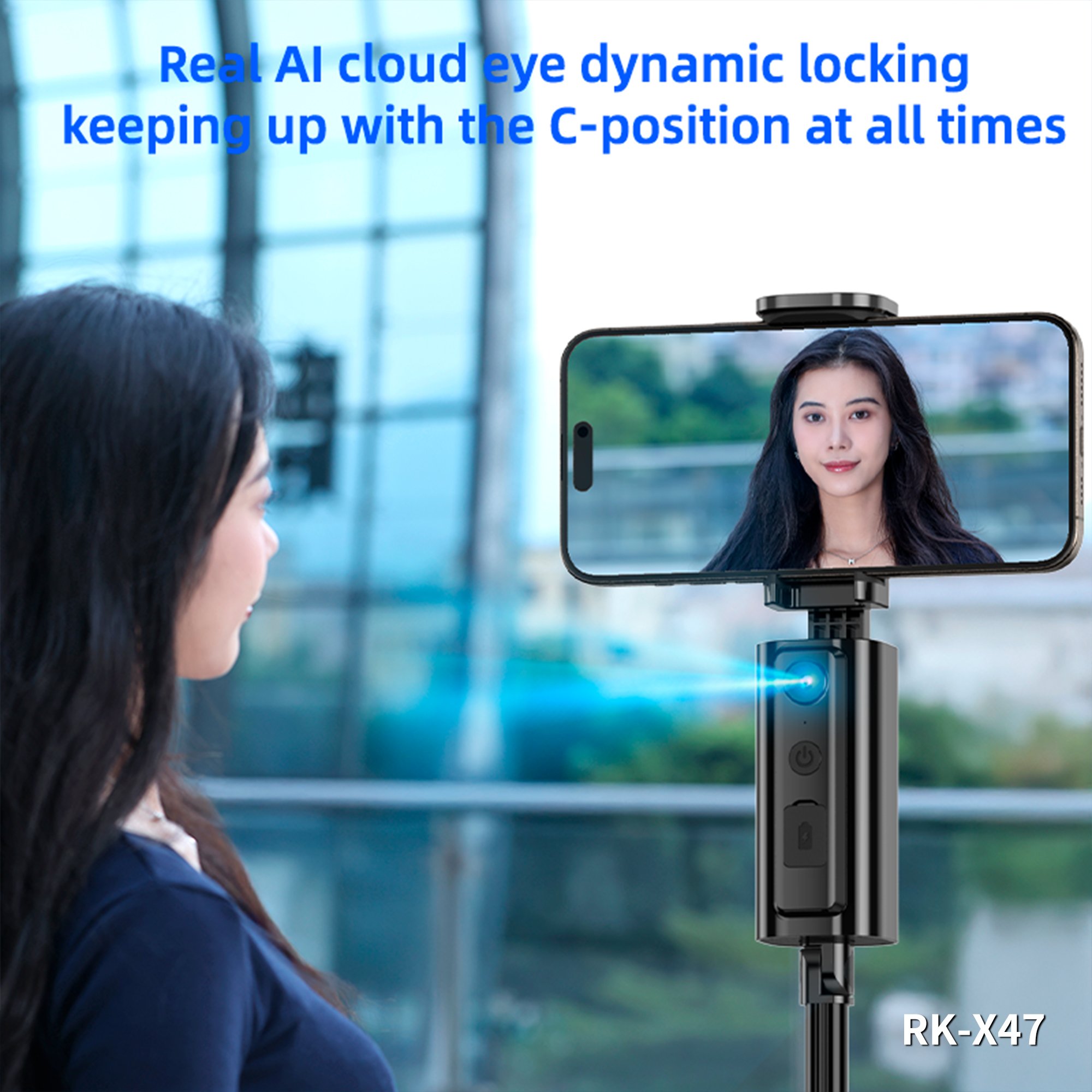 PYJ 2025 Newest Original 360° Face Tracking Selfie Stick 150CM Height Rotation Tracking Mobile Phone Bluetooth Gimbal CL18