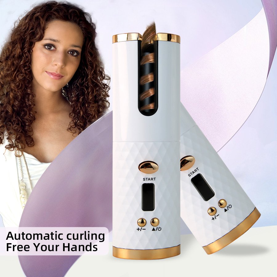 Wireless Automatic Rotating Hair Curler Iron Electric Hair Style Cordless Auto Hair Curler With 6 Temperatures Digital Display