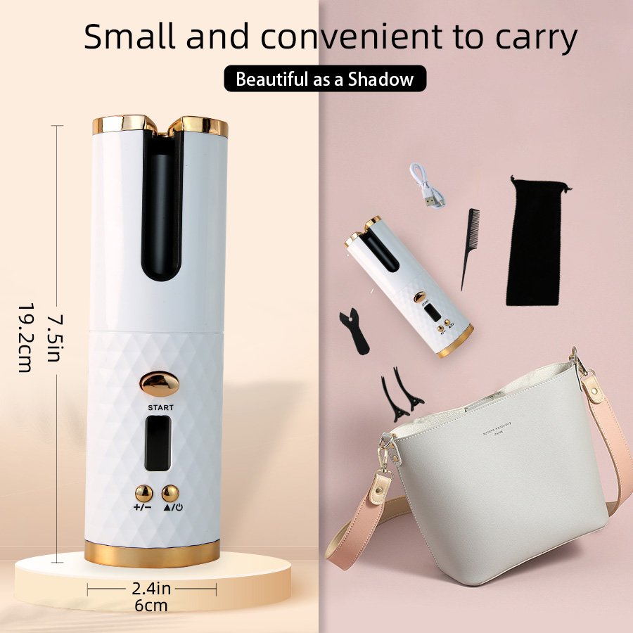 Wireless Automatic Rotating Hair Curler Iron Electric Hair Style Cordless Auto Hair Curler With 6 Temperatures Digital Display