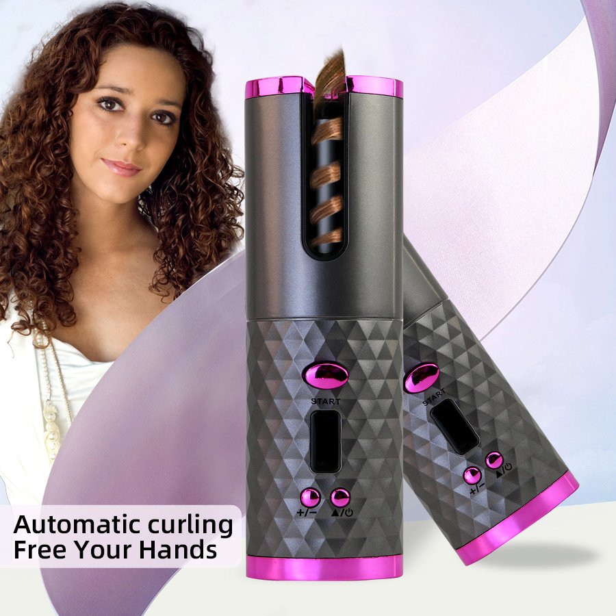 Wireless Automatic Rotating Hair Curler Iron Electric Hair Style Cordless Auto Hair Curler With 6 Temperatures Digital Display