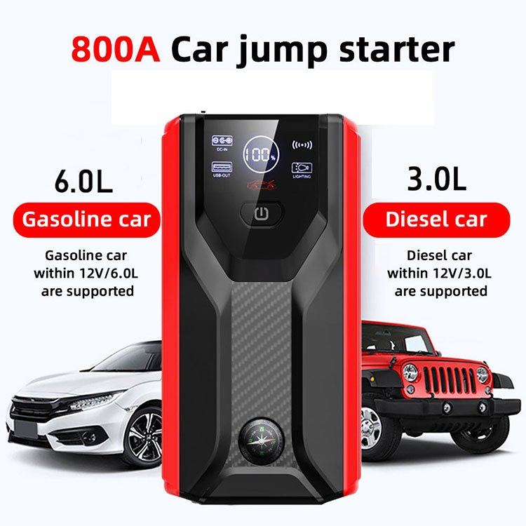 Popular 4 in 1 Functions Portable Car High Power Jump Starter Battery Pack With Air Compressor