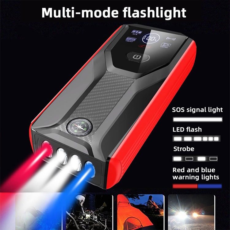 Popular 4 in 1 Functions Portable Car High Power Jump Starter Battery Pack With Air Compressor