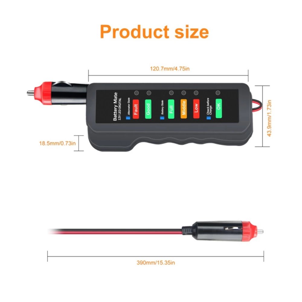BM320 Car Battery Tester Digital Alternator Tester for Auto Car Motorcycle Display Car Vehicle Battery Testing Tool