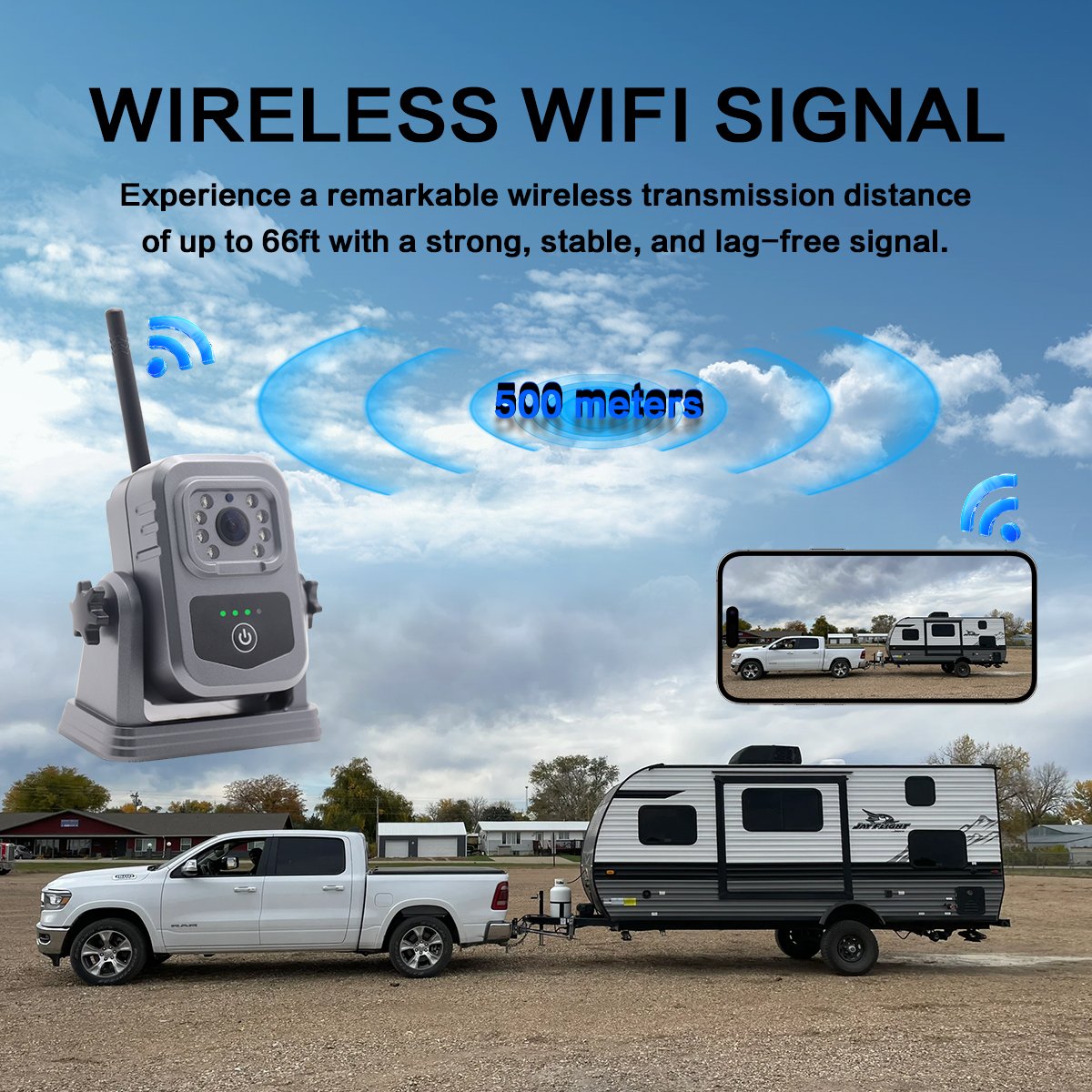 Magnetic Wireless Backup Camera Built in Battery for Mobile Wifi App IP68 Support 1080P Reverse Camera for Car Truck Van RV