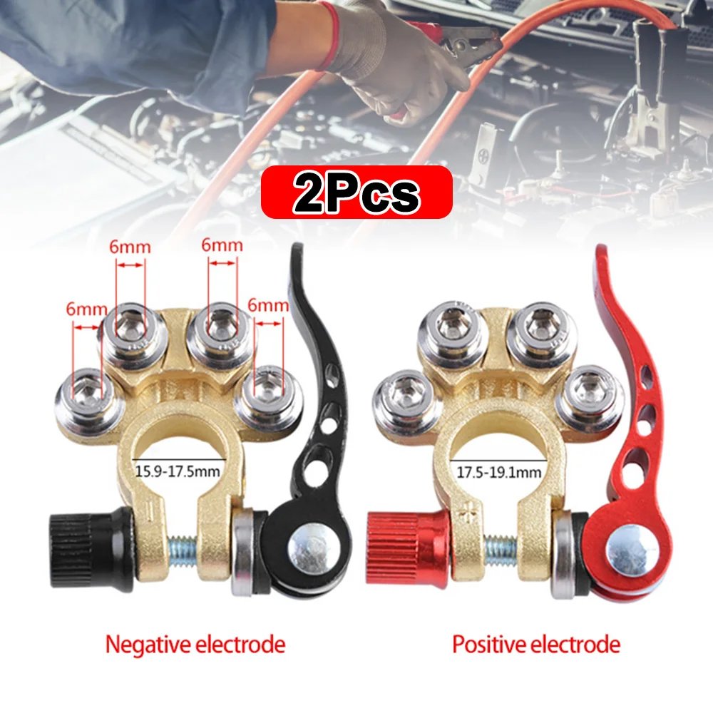 12V 24V Car Battery Terminals Top Post Wire Cable Clamp Quick Release Terminal Connectors Copper Clip Screw Auto Parts