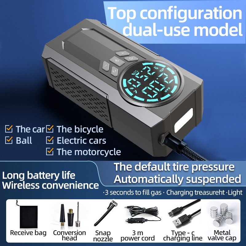 Jump Starter New Portable Car Electric Vehicle Tire Car Compressor Wireless Power Bank for All Kinds of Electric Charging Use