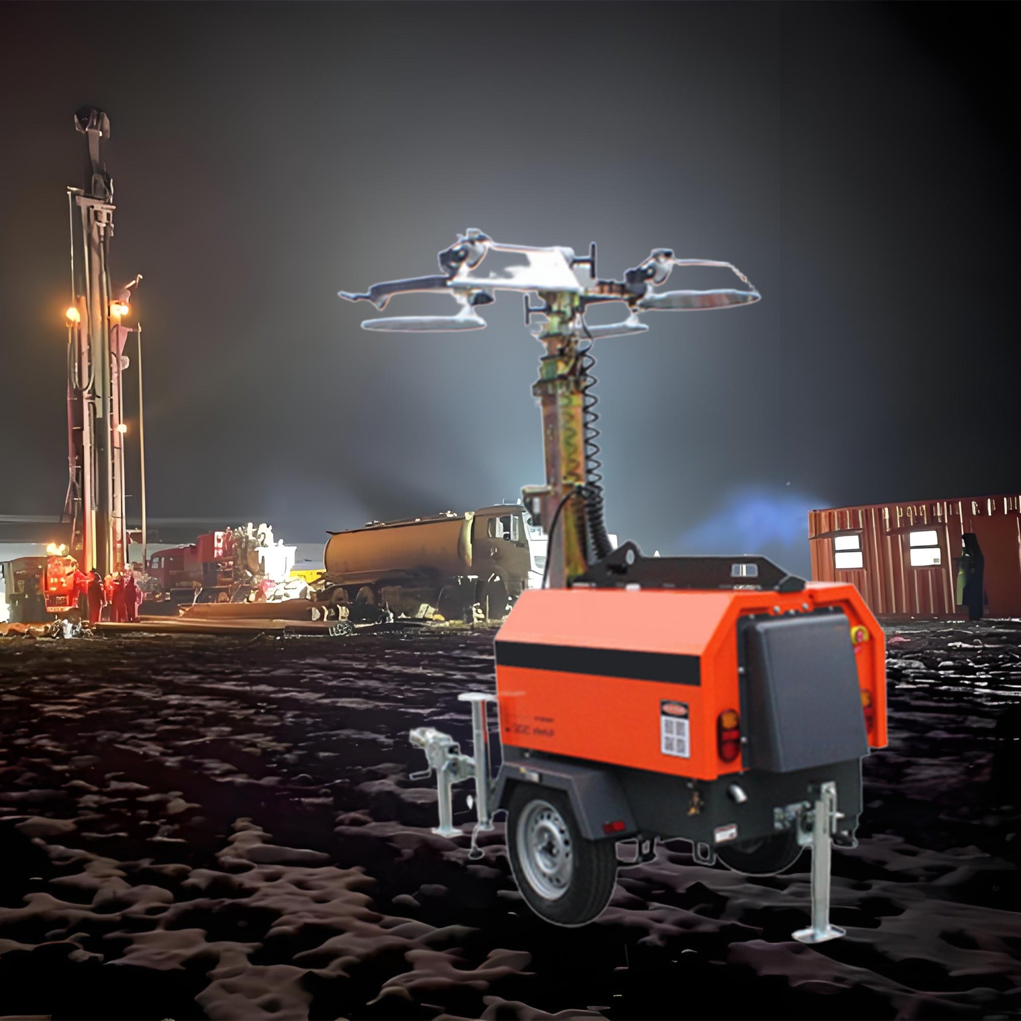 Reliable 5.17kW 6kW Mobile Trailer Light Tower for Mining Construction Sports Events Durable Silent Type for Infrastructure Site