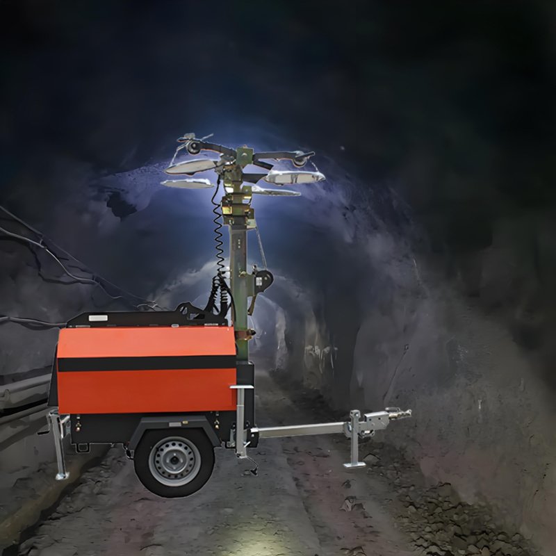 Reliable 5.17kW 6kW Mobile Trailer Light Tower for Mining Construction Sports Events Durable Silent Type for Infrastructure Site