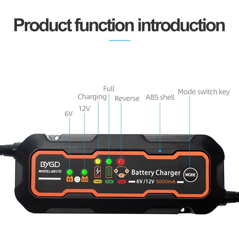 12V Car Quick Battery Charger 3A 5A Scooter Use Lead Acid for Car and Scooter