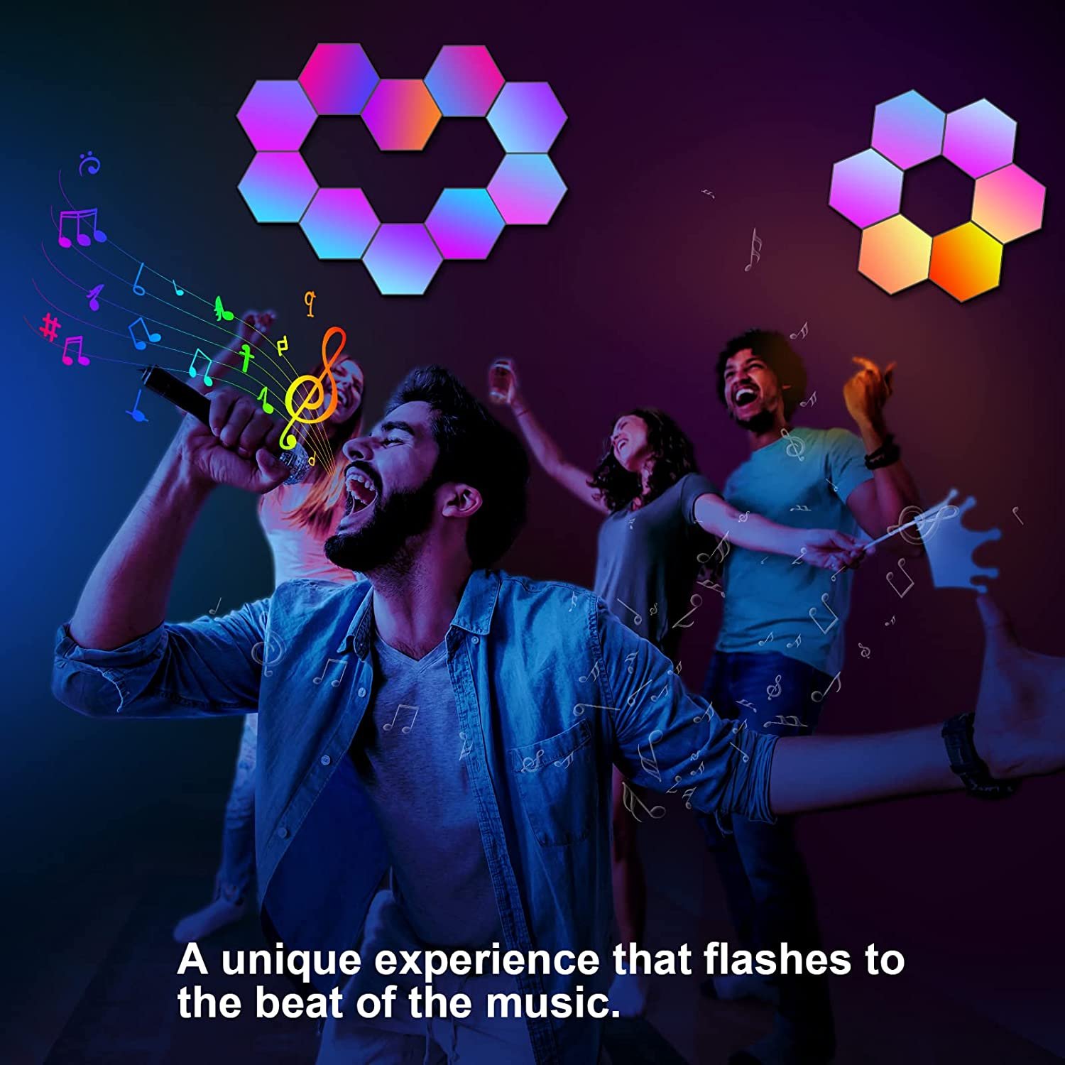 Hexagonal LED Pared Luces 8pcs RGB Gaming Panel Sincronizacion De Music Hexagonales Gamer Habitacion Pared Decoracion Lampar
