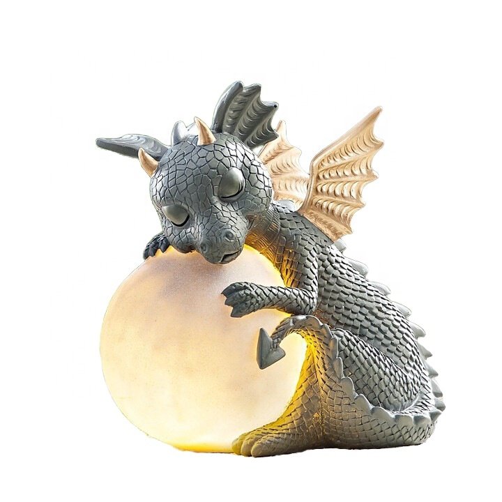 Cartoon Waterproof Garden Outdoor Dragon Resin Statue LED Solar Decoration