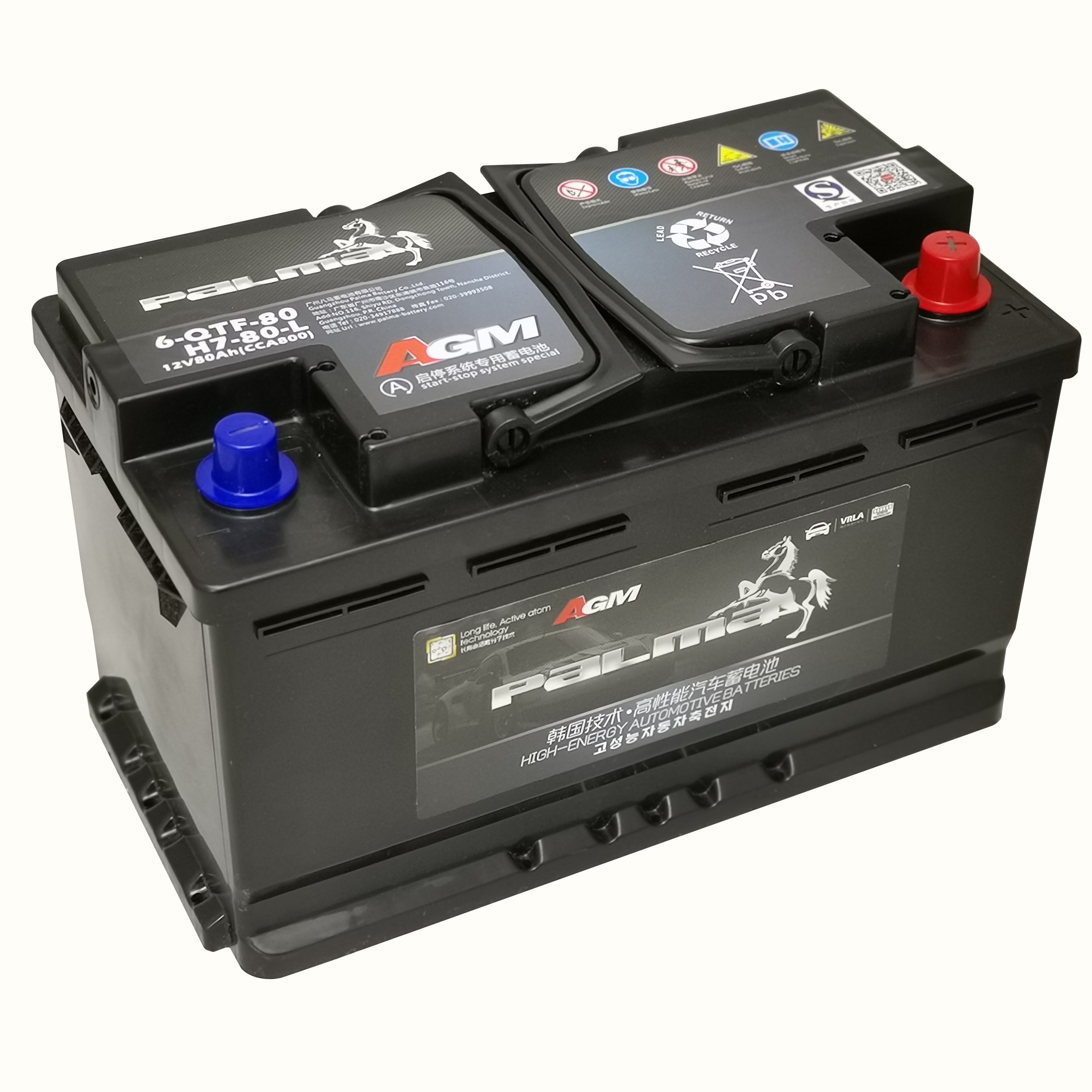 Palma AGM Start-Stop Battery for Auto MSF 12V 80Ah Accumulator Replacement Auxiliary Battery in Car