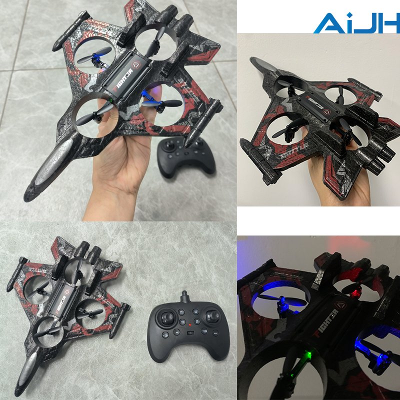 AiJH Foam RC Plane With Colorful LED Airplane 360 Flip Beginners Fighter Jet Rc Glider Easy to Fly RC Plane Toys