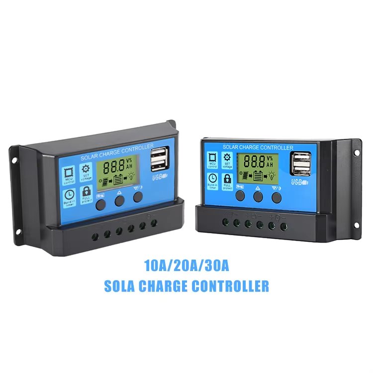 ESG PWM 60A 50A 40A 30A 20A 10A Solar Charge and Discharge Controller 12V 24V Auto LCD Solar Regulator With Dual USB 5V NEW