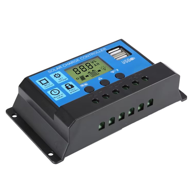 ESG PWM 60A 50A 40A 30A 20A 10A Solar Charge and Discharge Controller 12V 24V Auto LCD Solar Regulator With Dual USB 5V NEW