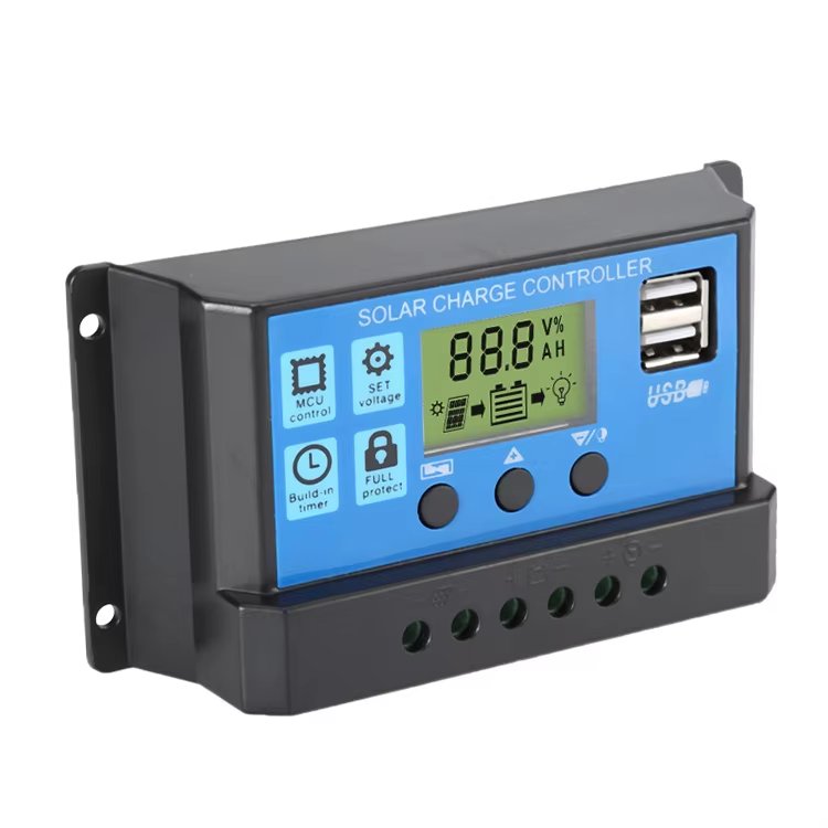 ESG PWM 60A 50A 40A 30A 20A 10A Solar Charge and Discharge Controller 12V 24V Auto LCD Solar Regulator With Dual USB 5V NEW