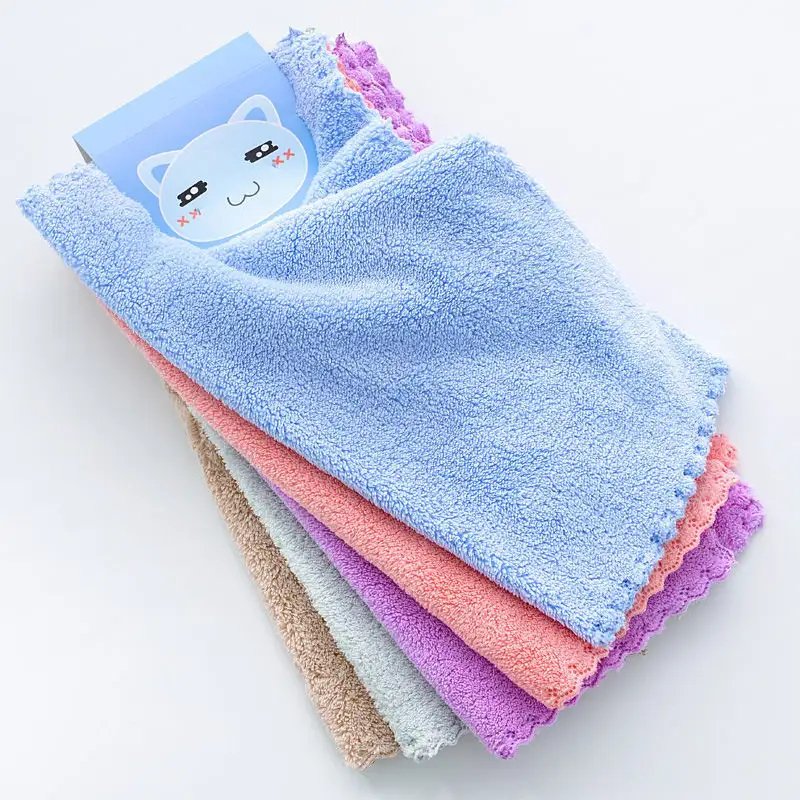 China Best-selling Factory Cheap 30*30 cm Wholesale Microfibre Coral Velvet square Towel Cloth for Kitchen and Bathroom