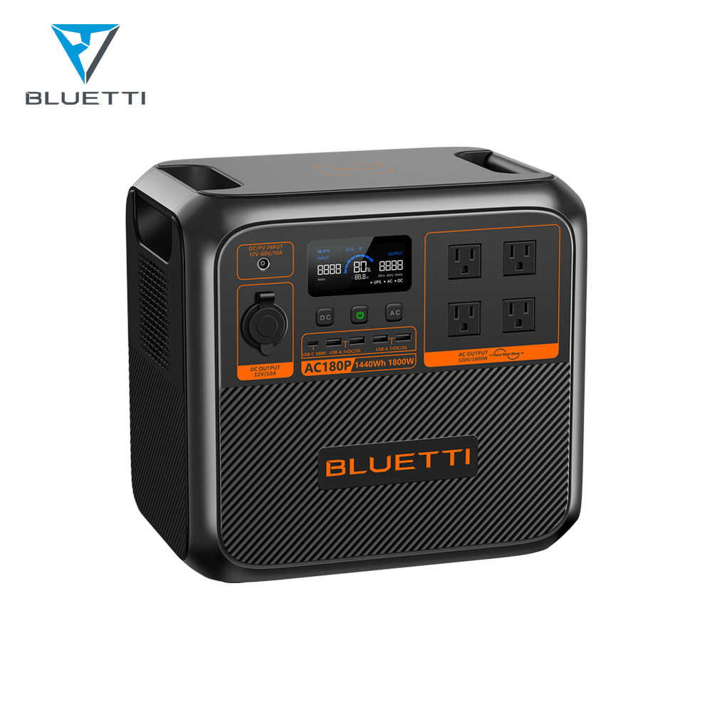 Buletti Ac180p 1800W Portable Power Station with Lithium Battery Quiet Solar Panel and Car Alternator MPPT Controller