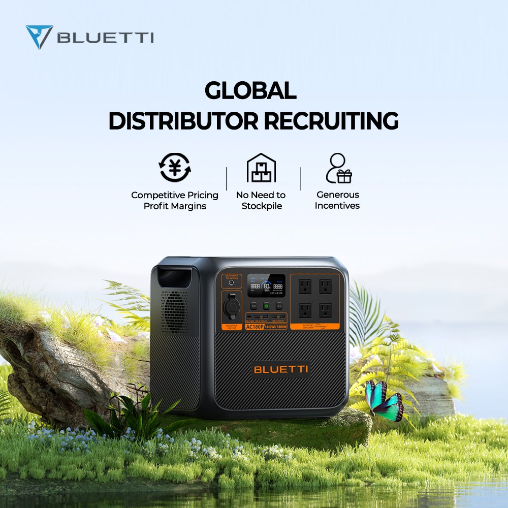 Buletti Ac180p 1800W Portable Power Station with Lithium Battery Quiet Solar Panel and Car Alternator MPPT Controller
