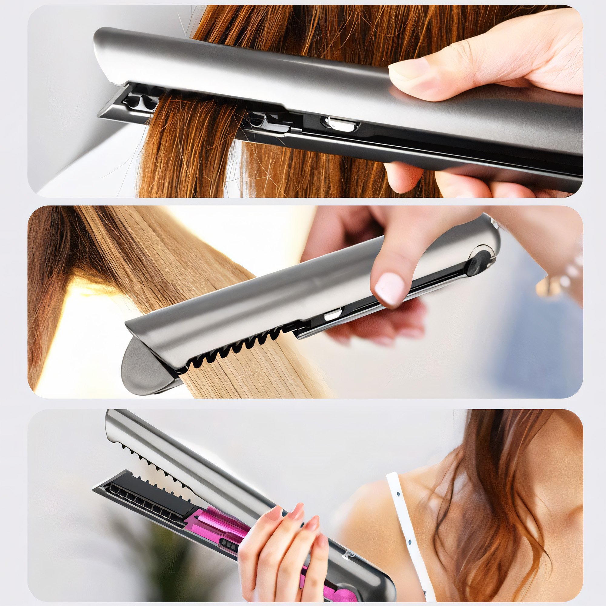 Best Price 2 in 1 Mini Portable Hair Straightener and Curler USB Rechargeable Electric Battery Cordless Hair Straightener