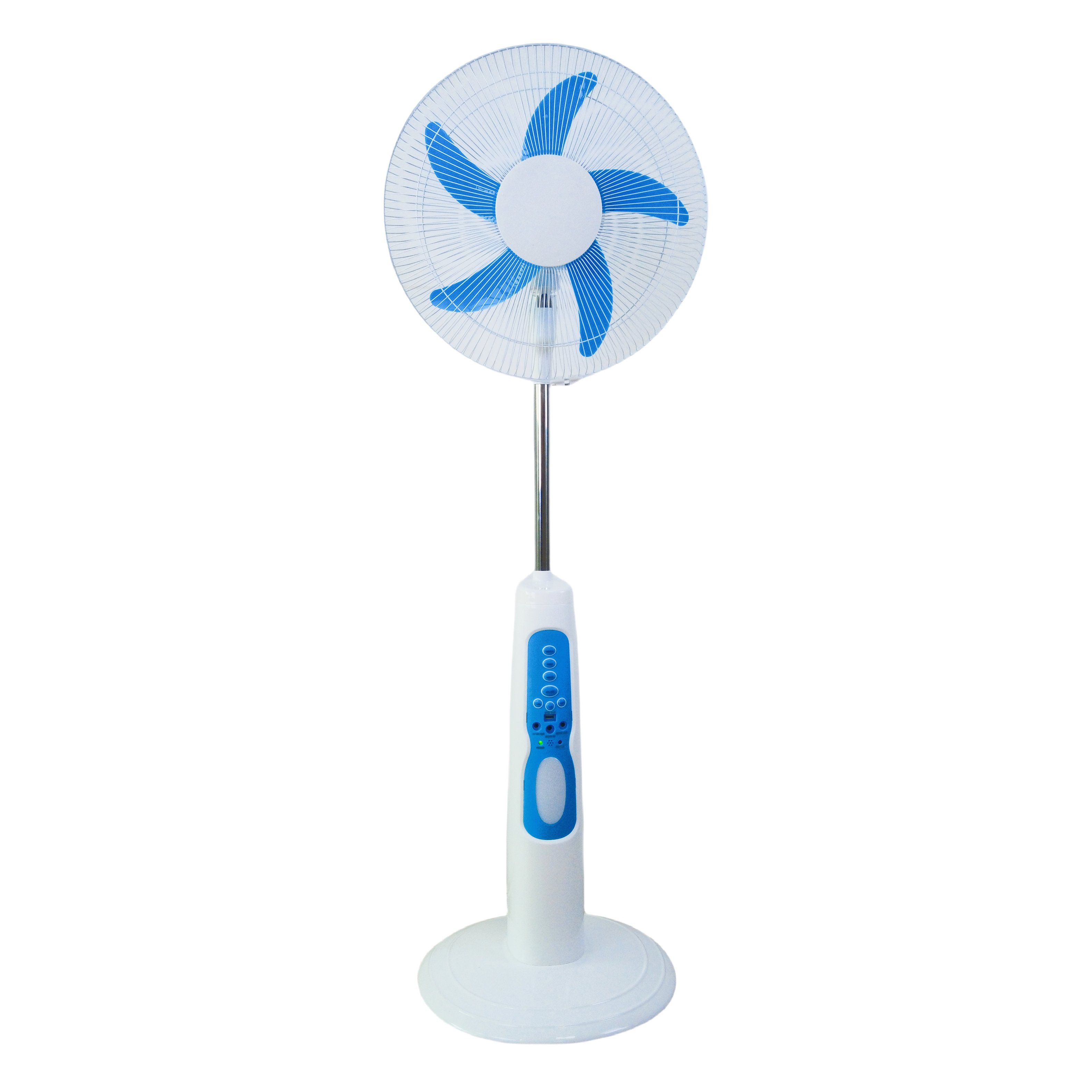 18 AC/DC Solar Stand Fan Rechargeable 18inch With LED Light Bulbs Battery Solar Panel Remote Control 3 Speed Timer DA18 for BBQ