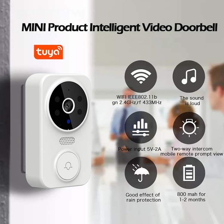 Rscamtom Tuya Smart Batteries Waterproof Night Vision Home Security 1080P Camera Digital Visual Intercom WIFI Wireless Doorbell
