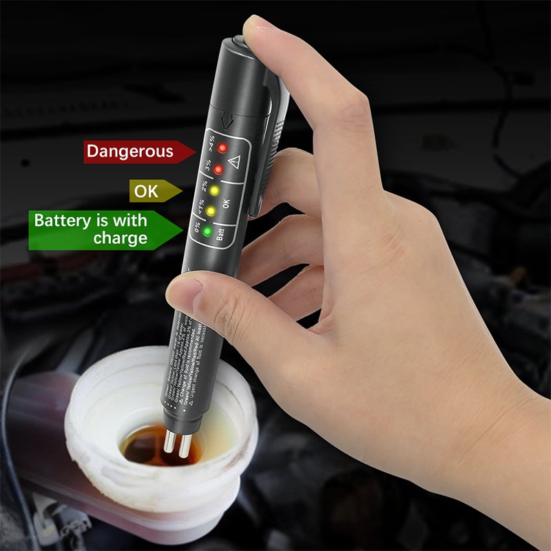 DOT3 DOT4 DOT5 Automotive Brake Fluid Tester with 5 LED Indicators for Vehicle Moisture Testing