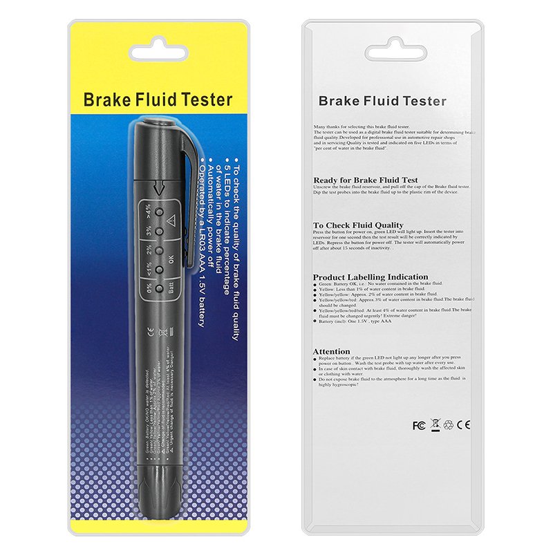 DOT3 DOT4 DOT5 Automotive Brake Fluid Tester with 5 LED Indicators for Vehicle Moisture Testing