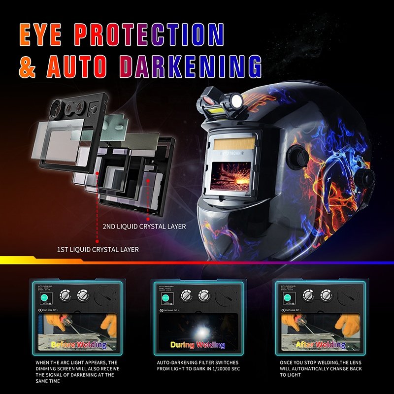 TRQ Hot Sale Welding Helmet Auto Darkening Welder Mask High Quality Welding Helmets