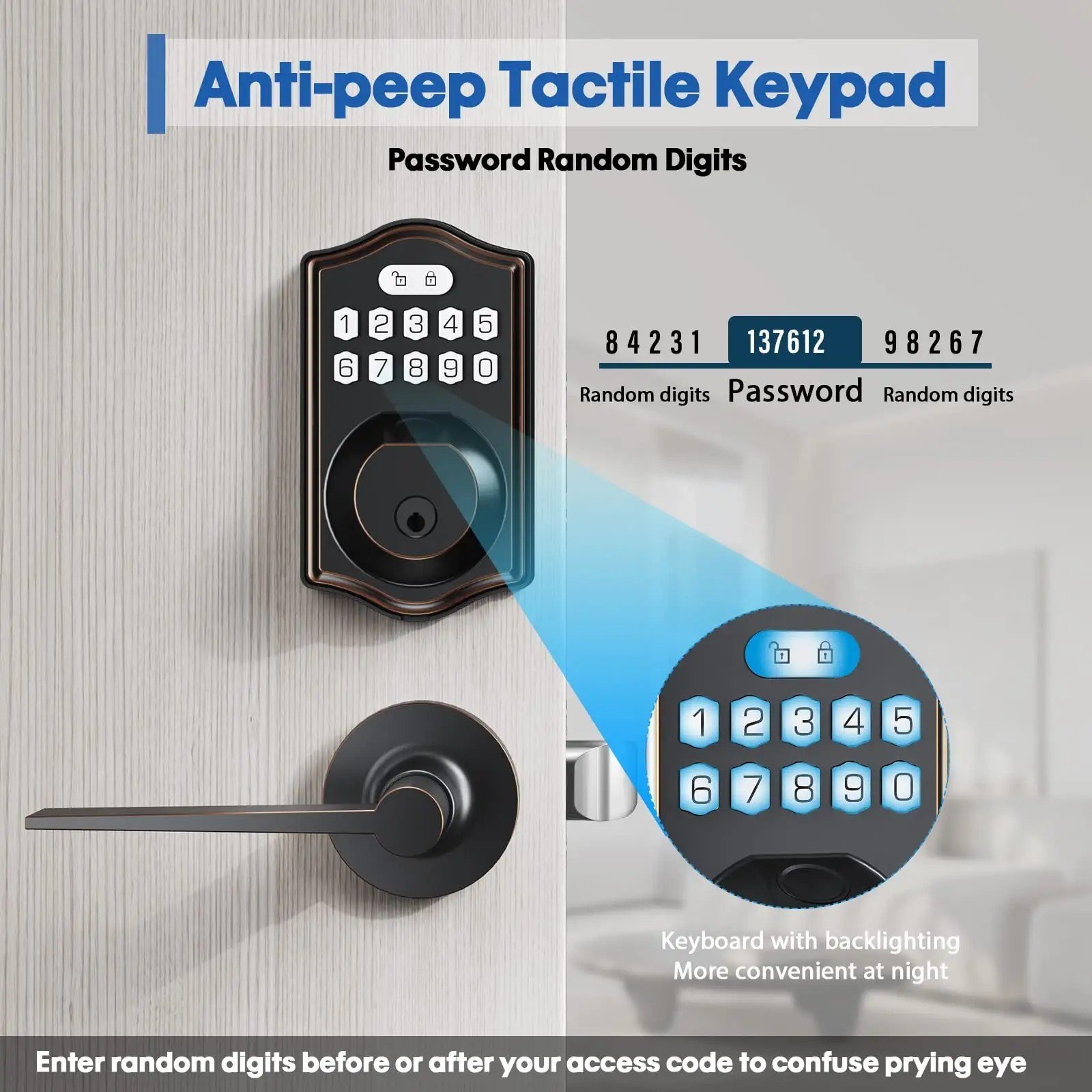 Tuya Nfc Auto Smart Lock Knob Anti-theft Front Door Luxury Home Keypad Smart Fingerprint Deadbolt Lock With Key