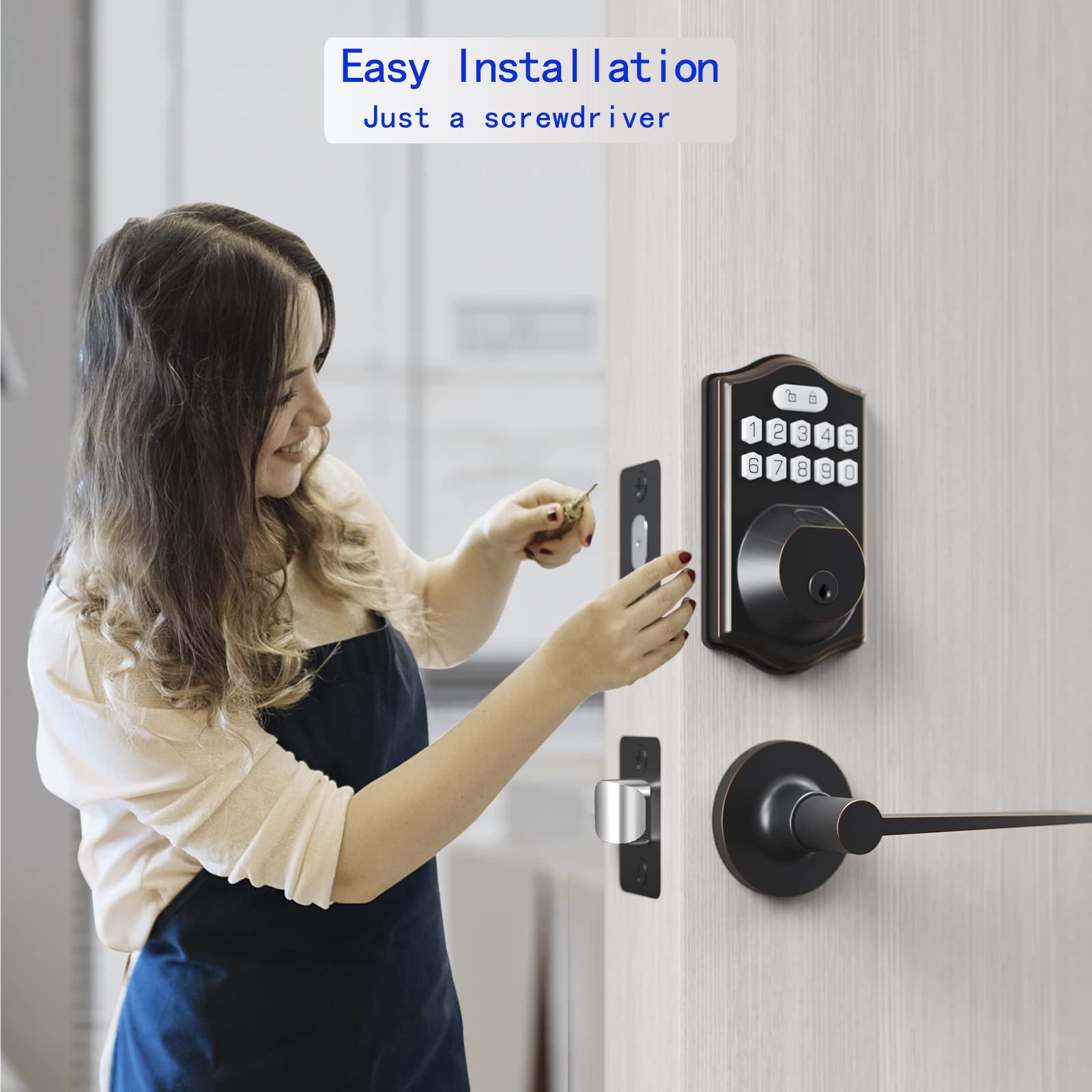 Tuya Nfc Auto Smart Lock Knob Anti-theft Front Door Luxury Home Keypad Smart Fingerprint Deadbolt Lock With Key
