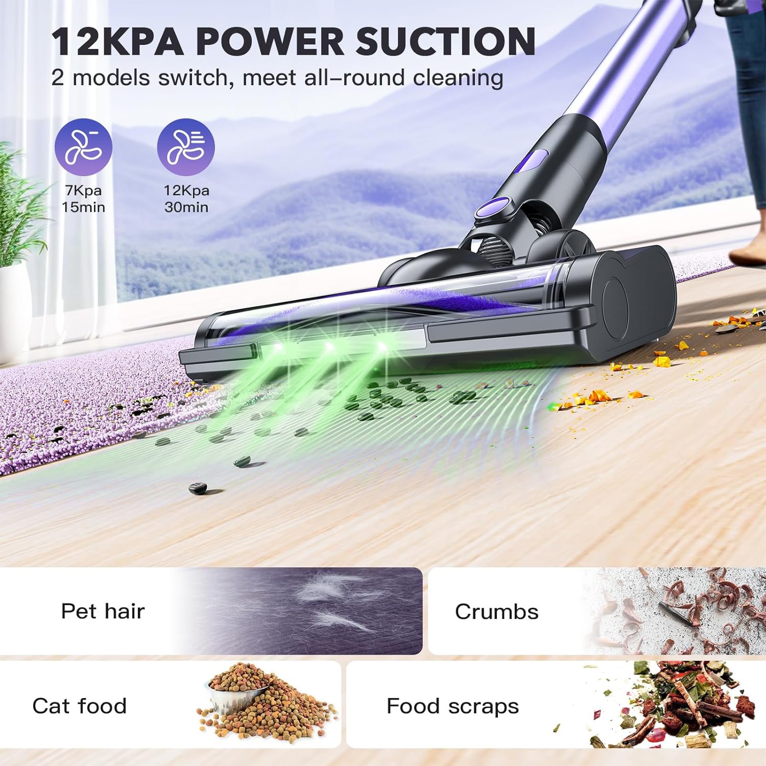 Hot Selling Powerful 20Kpa Suction Portable Wireless Cordless LED Lights 40 Min Runtime Handheld V07 Cordless Vacuum Cleaner