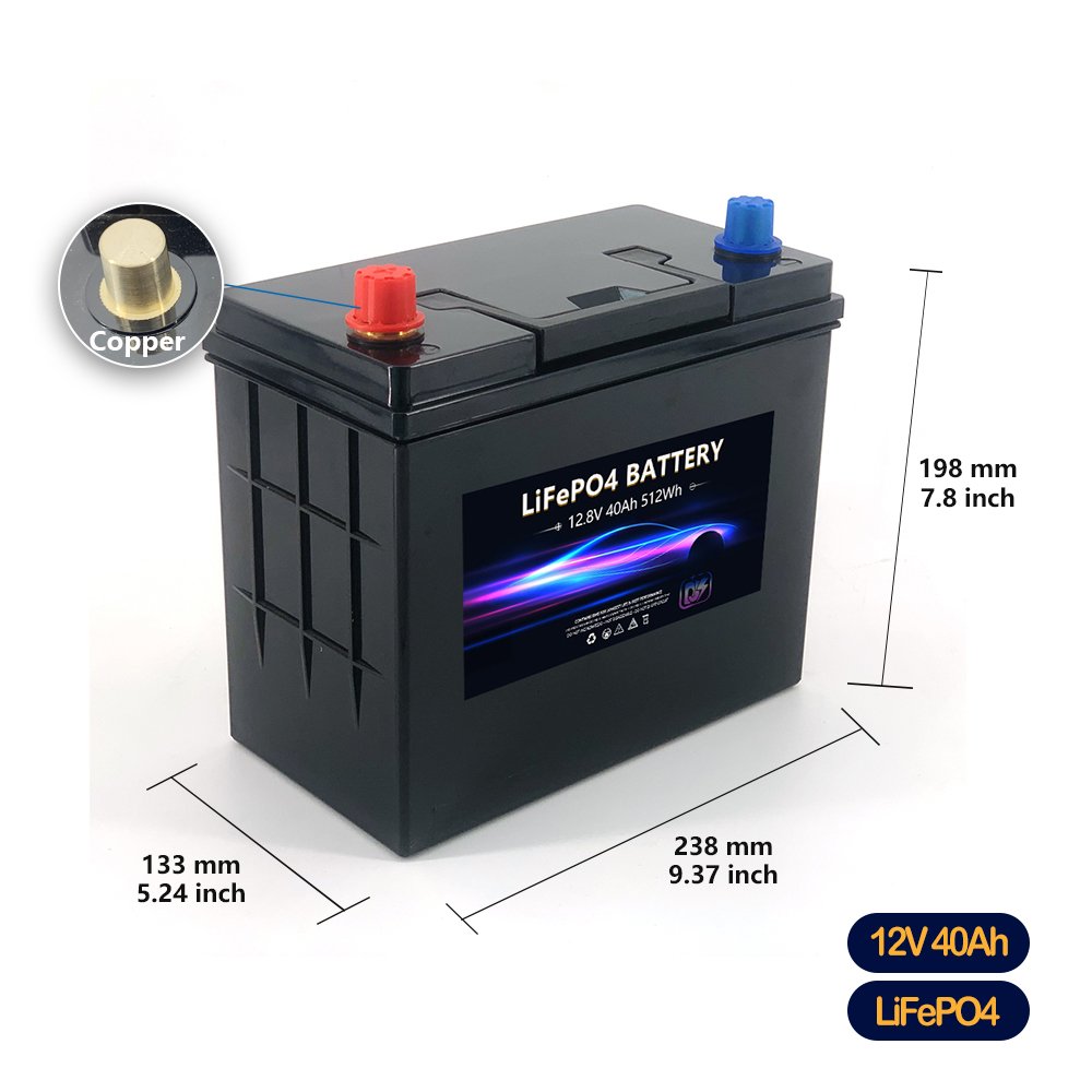 12.8V40ah LiFePO4 High 600CCA 12V Lithium Ion Battery for Automobile Starter Motor Car Starting Power Supply Jump Start Battery
