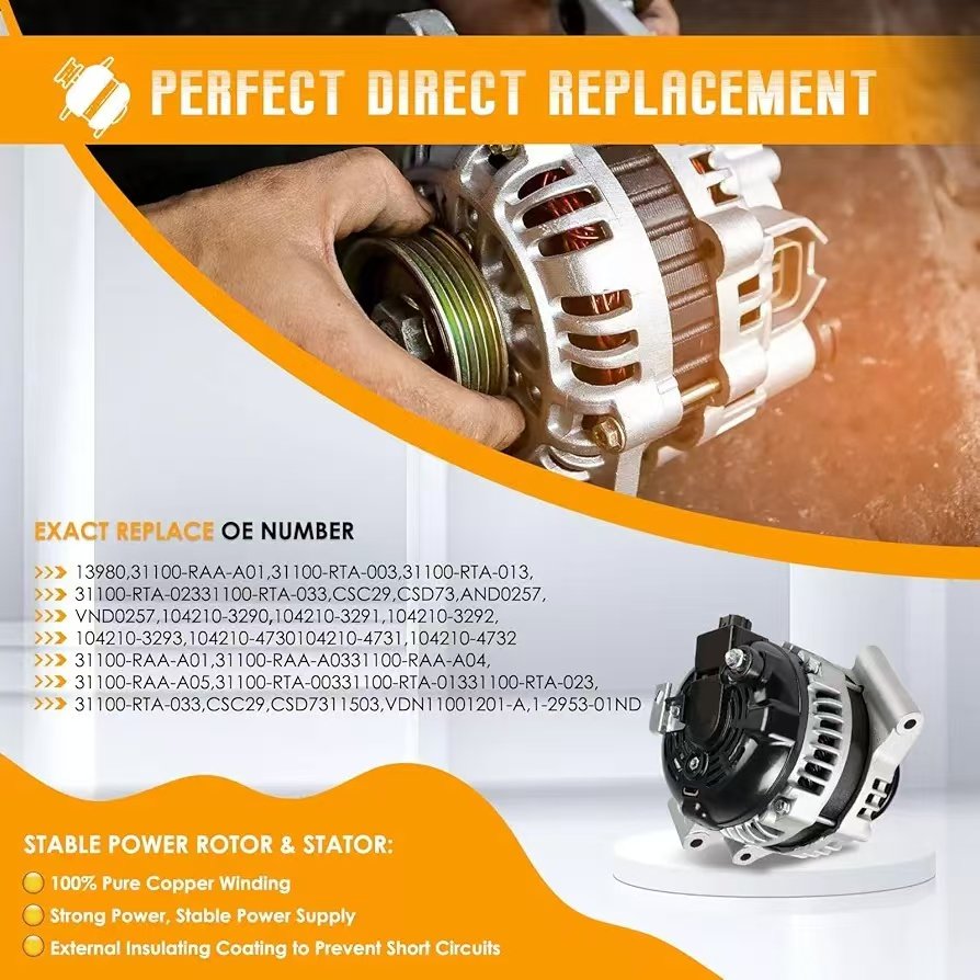 31100-RAA-A03 31100RAAA03 Car Alternator High Output & Long-Lasting Performance for Honda Accord Insight CR-V