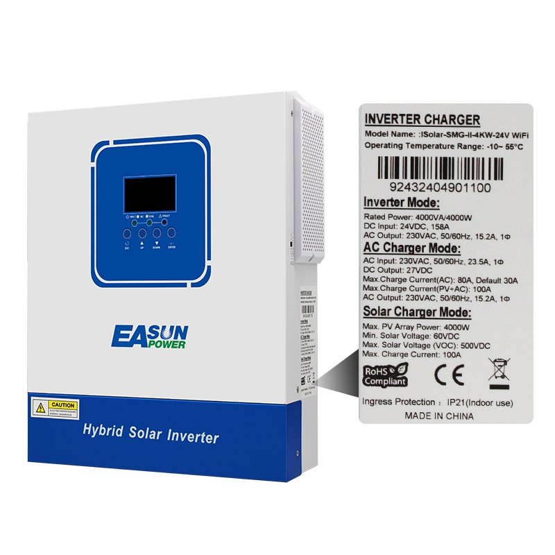 Easun Power Inverter 2kw 3.2kw 4kw 12v 24v MPPT Hybrid Off Grid Solar Inverter Battery with Integrated Tbb Inverter Ups for Home