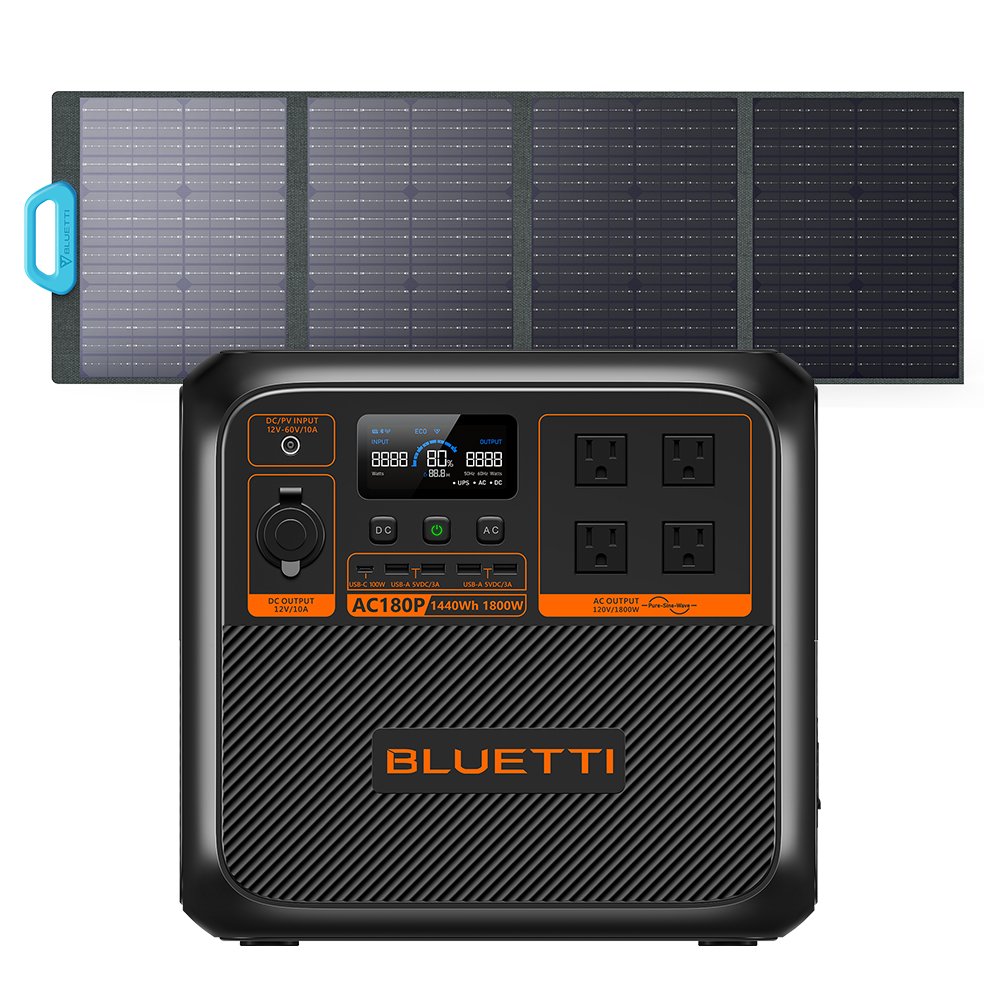 Bluetti AC180P+PV200 Solar Generator Kit Solar Panels 1800watt Solar Generator Charge Alternator Power Station