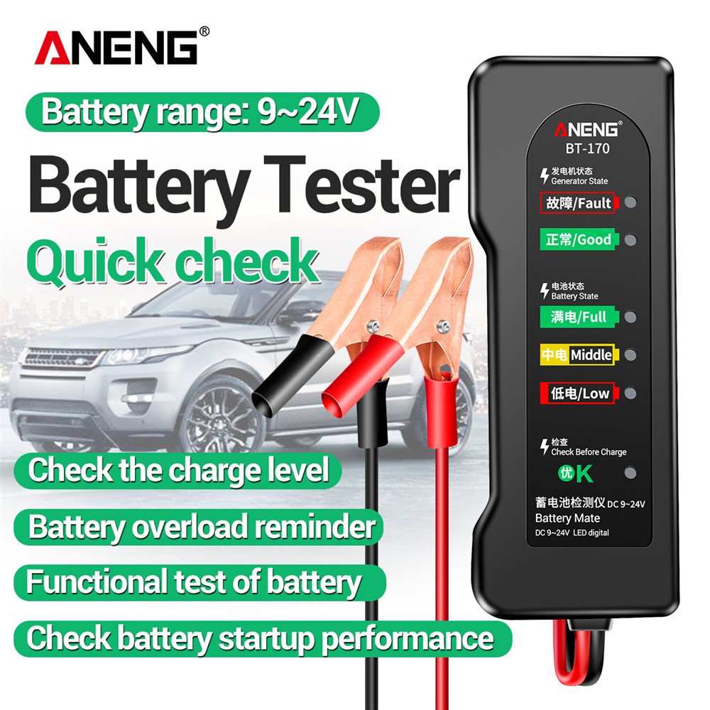 ANENG BT-170 12V Car Motorcycle Tester Fault Detector Car Diagnostic Tool Battery Tester Digital Alternator Tester Auto Repair