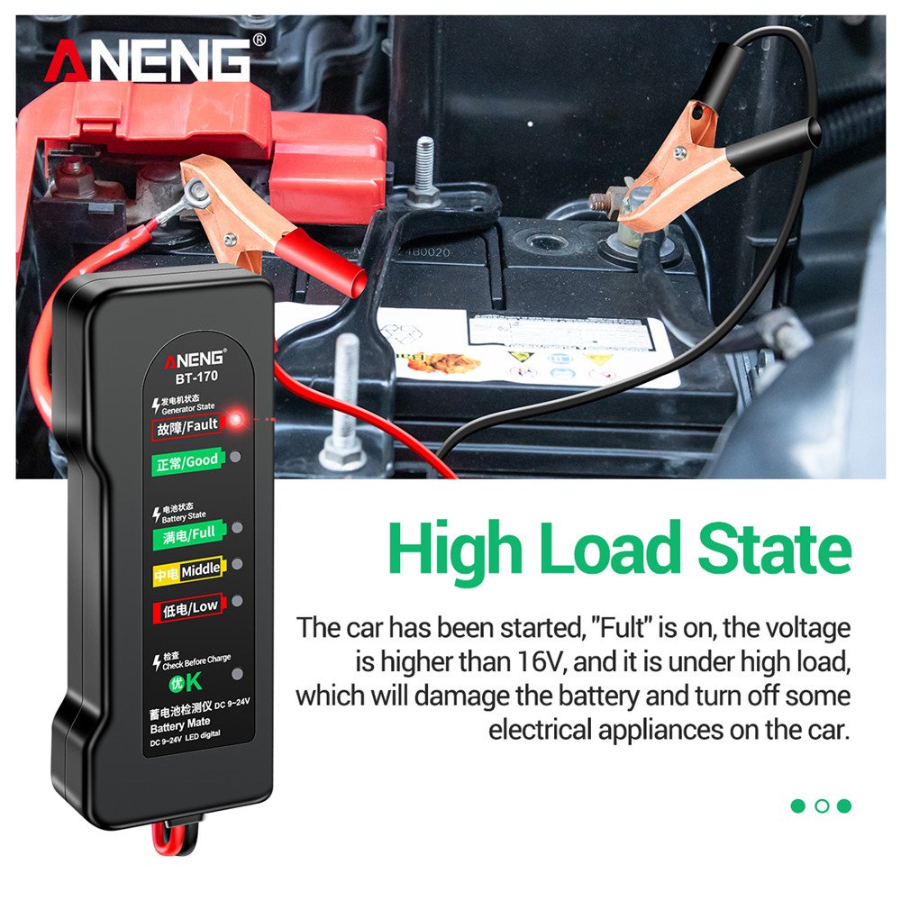 ANENG BT-170 12V Car Motorcycle Tester Fault Detector Car Diagnostic Tool Battery Tester Digital Alternator Tester Auto Repair