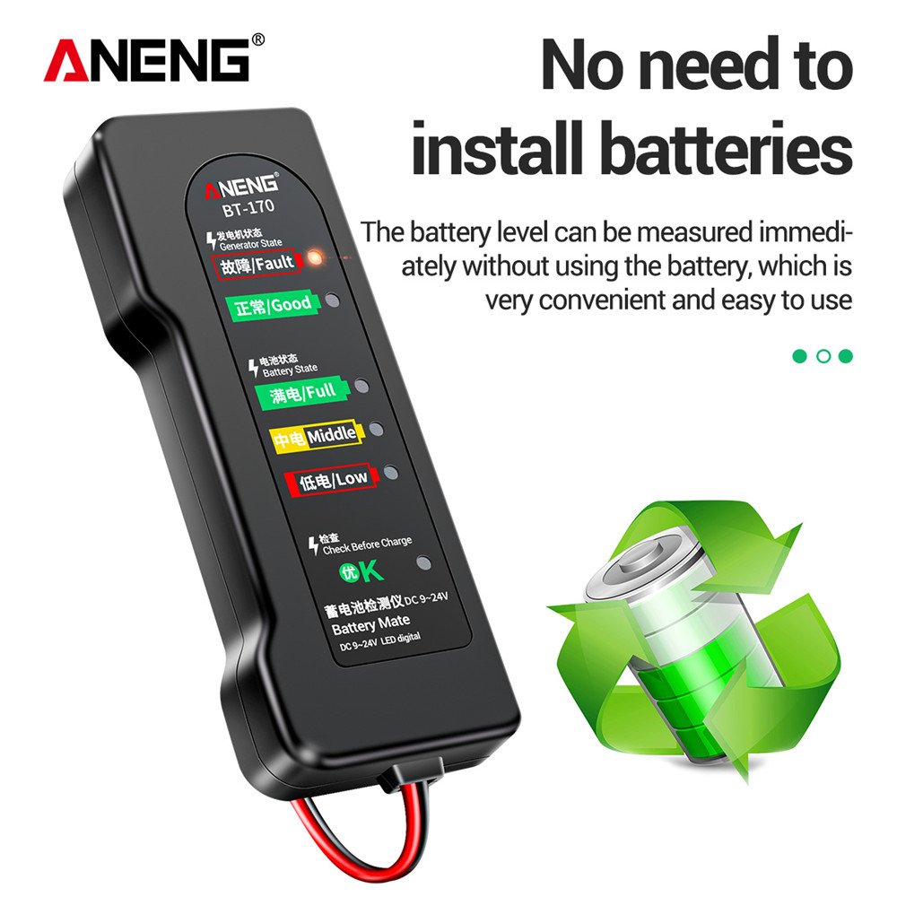 ANENG BT-170 12V Car Motorcycle Tester Fault Detector Car Diagnostic Tool Battery Tester Digital Alternator Tester Auto Repair